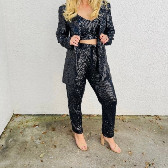 GeeGee Pants - Sequin 3 piece set! Blazer, Cami, and pants! New with tags! Only $30!